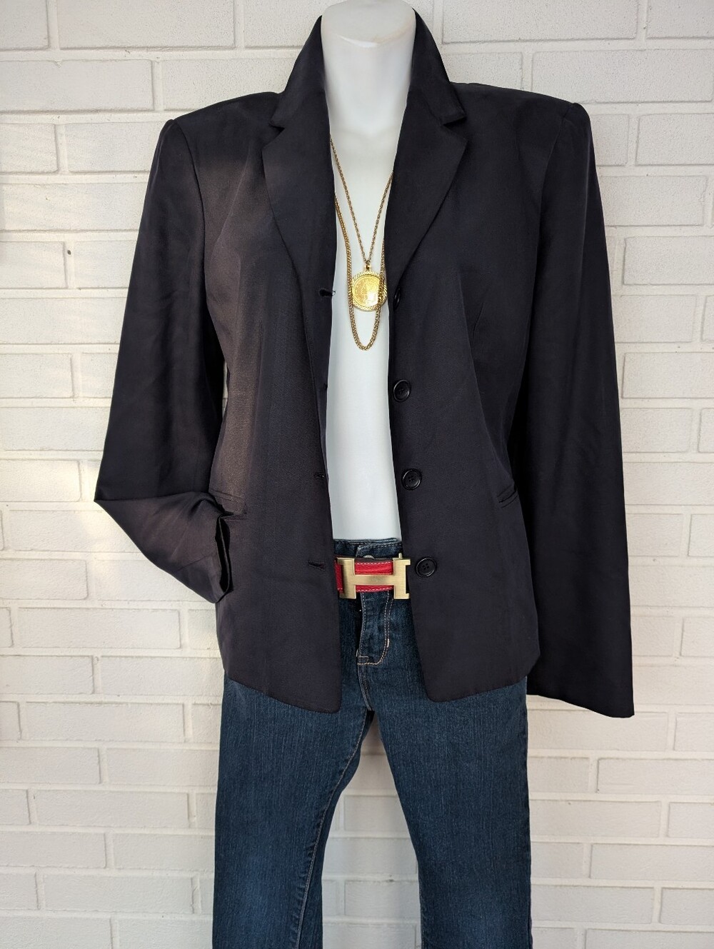 Talbots Pure Silk Classic Tailored Navy Blue Jacket Sz 6